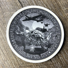 Sticker There is a place in this world for the timid man. 4" Round GRAY
